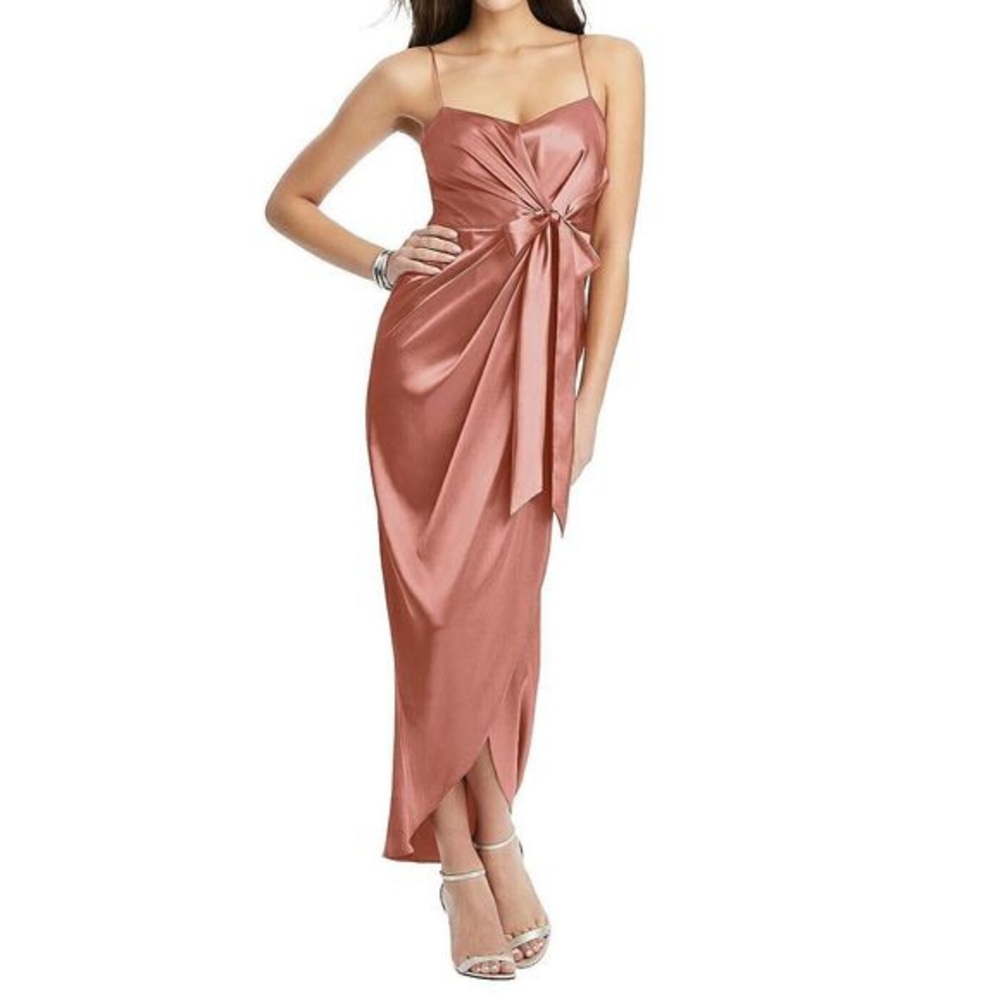 Nordstrom NWT Faux wrap midi dress with draped tulip skirt Size 0 Desert Rose